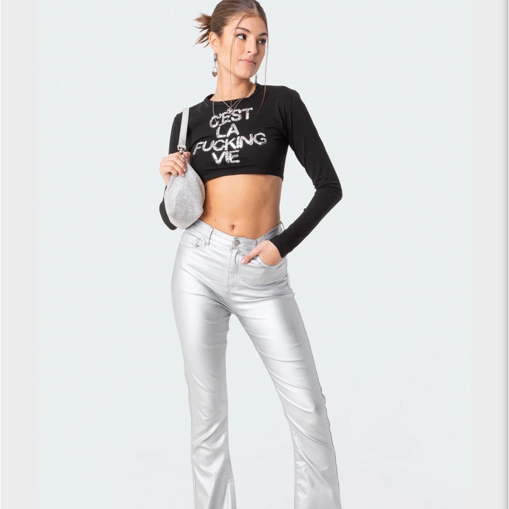 Luna Faux Leather Flare Jeans